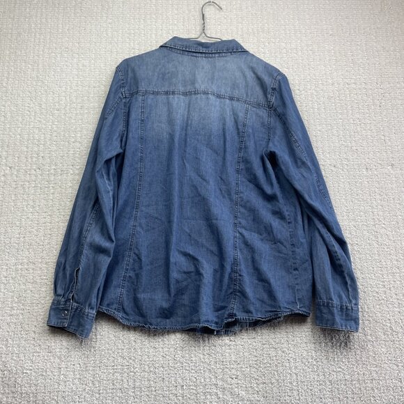 Blue Crush Lumberjack Camp Denim Snap Button Up Shirt Wom Sz XL Western Cowboy - Picture 8 of 11